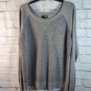 a.n.a Raglan Long Sleeve Metallic Crew Neck Sweater, XL, Gray & Silver